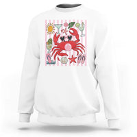 Funny Crab Tropical Summer Vacation Gift Sweatshirt Striped Summer Beach Vibes