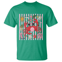 Funny Crab Tropical Summer Vacation Gift T Shirt Striped Summer Beach Vibes
