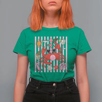 Funny Crab Tropical Summer Vacation Gift T Shirt For Women Striped Summer Beach Vibes