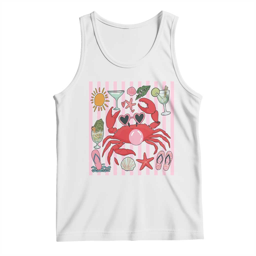 Funny Crab Tropical Summer Vacation Gift Tank Top Striped Summer Beach Vibes