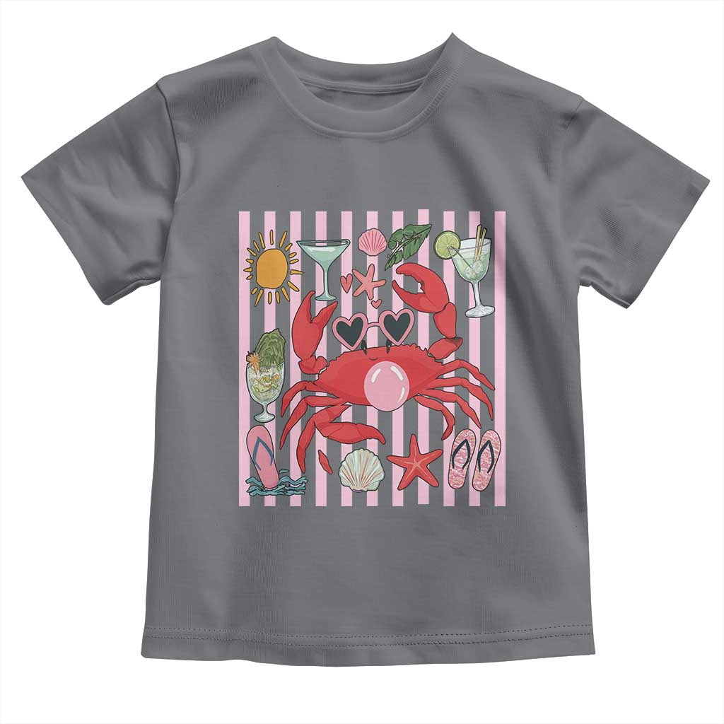 Funny Crab Tropical Summer Vacation Gift Toddler T Shirt Striped Summer Beach Vibes