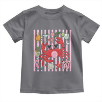 Funny Crab Tropical Summer Vacation Gift Toddler T Shirt Striped Summer Beach Vibes
