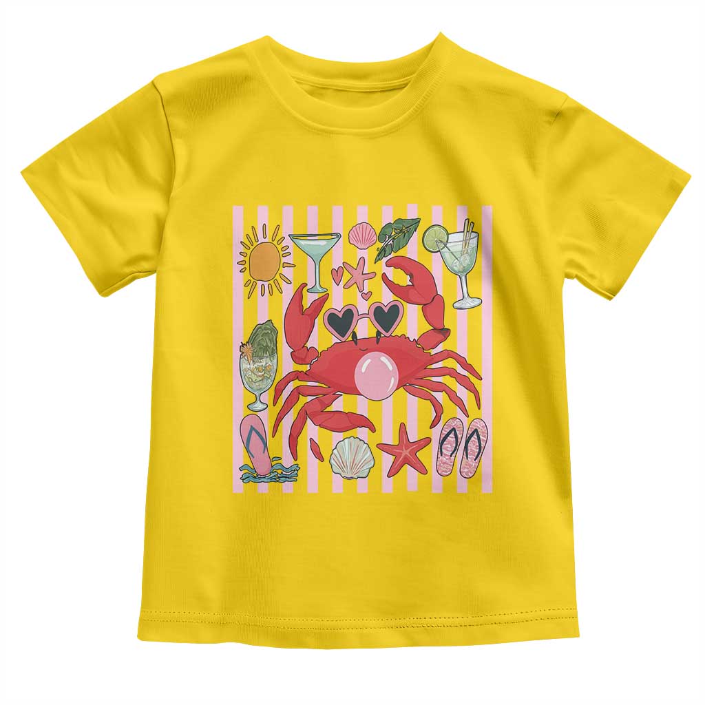 Funny Crab Tropical Summer Vacation Gift Toddler T Shirt Striped Summer Beach Vibes