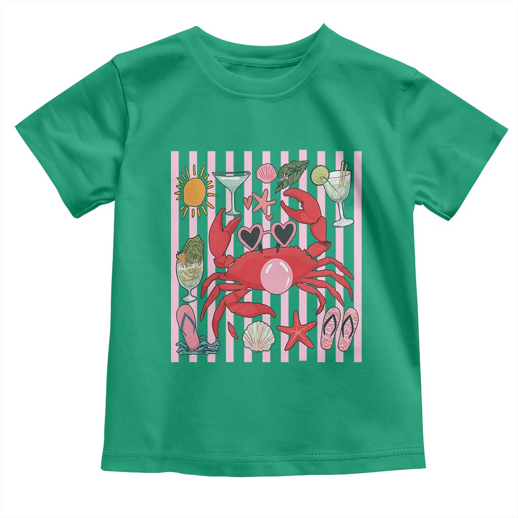 Funny Crab Tropical Summer Vacation Gift Toddler T Shirt Striped Summer Beach Vibes