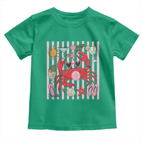 Funny Crab Tropical Summer Vacation Gift Toddler T Shirt Striped Summer Beach Vibes