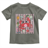 Funny Crab Tropical Summer Vacation Gift Toddler T Shirt Striped Summer Beach Vibes