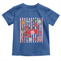 Funny Crab Tropical Summer Vacation Gift Toddler T Shirt Striped Summer Beach Vibes