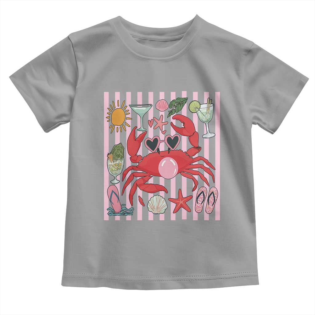 Funny Crab Tropical Summer Vacation Gift Toddler T Shirt Striped Summer Beach Vibes