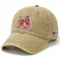 Funny Crab Tropical Summer Vacation Gift Washed Cotton Baseball Cap Striped Summer Beach Vibes