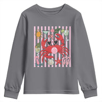 Funny Crab Tropical Summer Vacation Gift Youth Sweatshirt Striped Summer Beach Vibes