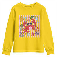 Funny Crab Tropical Summer Vacation Gift Youth Sweatshirt Striped Summer Beach Vibes