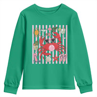 Funny Crab Tropical Summer Vacation Gift Youth Sweatshirt Striped Summer Beach Vibes