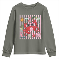 Funny Crab Tropical Summer Vacation Gift Youth Sweatshirt Striped Summer Beach Vibes