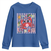 Funny Crab Tropical Summer Vacation Gift Youth Sweatshirt Striped Summer Beach Vibes