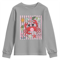 Funny Crab Tropical Summer Vacation Gift Youth Sweatshirt Striped Summer Beach Vibes