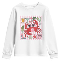 Funny Crab Tropical Summer Vacation Gift Youth Sweatshirt Striped Summer Beach Vibes