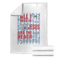All I Need Is Jesus And The Beach Throw Blanket Striped Christian Summer Graphic