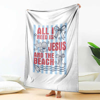 All I Need Is Jesus And The Beach Throw Blanket Striped Christian Summer Graphic