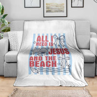 All I Need Is Jesus And The Beach Throw Blanket Striped Christian Summer Graphic