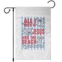 All I Need Is Jesus And The Beach Garden Flag Striped Christian Summer Graphic