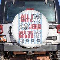 All I Need Is Jesus And The Beach Spare Tire Cover Striped Christian Summer Graphic