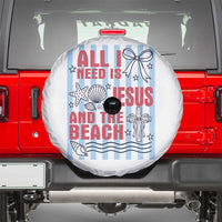 All I Need Is Jesus And The Beach Spare Tire Cover Striped Christian Summer Graphic