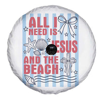 All I Need Is Jesus And The Beach Spare Tire Cover Striped Christian Summer Graphic