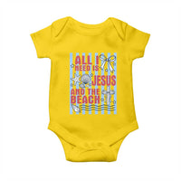 All I Need Is Jesus And The Beach Baby Onesie Striped Christian Summer Graphic