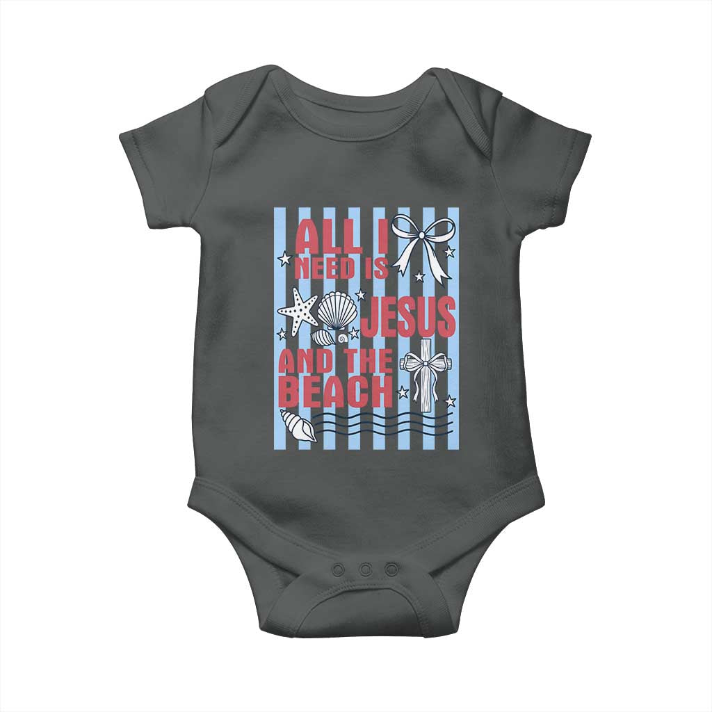 All I Need Is Jesus And The Beach Baby Onesie Striped Christian Summer Graphic