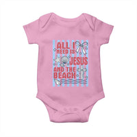 All I Need Is Jesus And The Beach Baby Onesie Striped Christian Summer Graphic