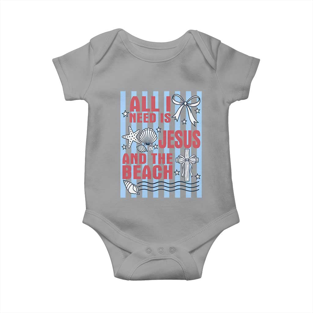 All I Need Is Jesus And The Beach Baby Onesie Striped Christian Summer Graphic