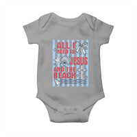 All I Need Is Jesus And The Beach Baby Onesie Striped Christian Summer Graphic