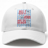 All I Need Is Jesus And The Beach Baseball Cap Striped Christian Summer Graphic