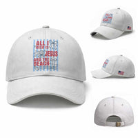 All I Need Is Jesus And The Beach Baseball Cap Striped Christian Summer Graphic
