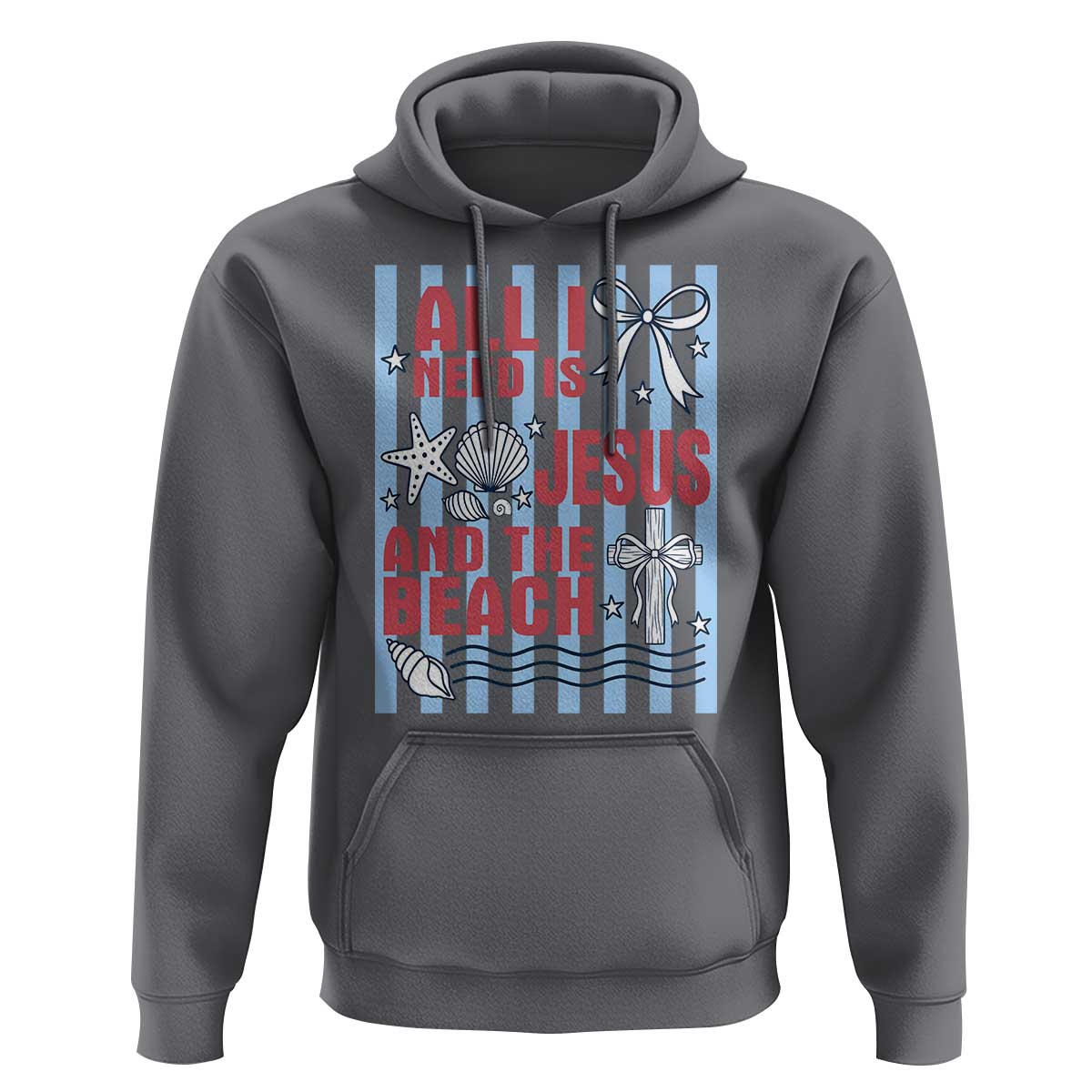All I Need Is Jesus And The Beach Hoodie Striped Christian Summer Graphic