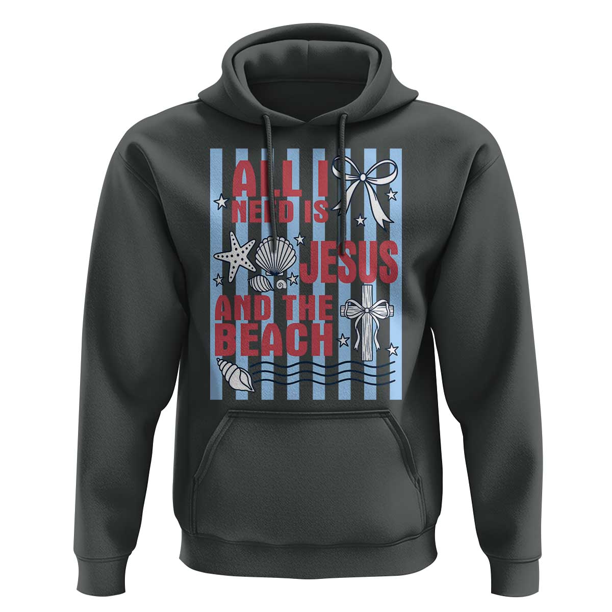 All I Need Is Jesus And The Beach Hoodie Striped Christian Summer Graphic