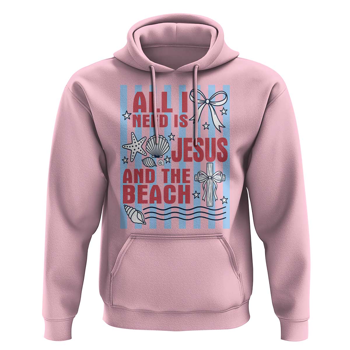 All I Need Is Jesus And The Beach Hoodie Striped Christian Summer Graphic