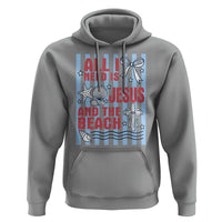 All I Need Is Jesus And The Beach Hoodie Striped Christian Summer Graphic
