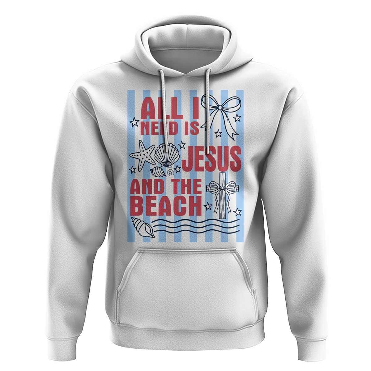 All I Need Is Jesus And The Beach Hoodie Striped Christian Summer Graphic