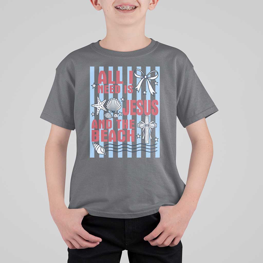 All I Need Is Jesus And The Beach T Shirt For Kid Striped Christian Summer Graphic