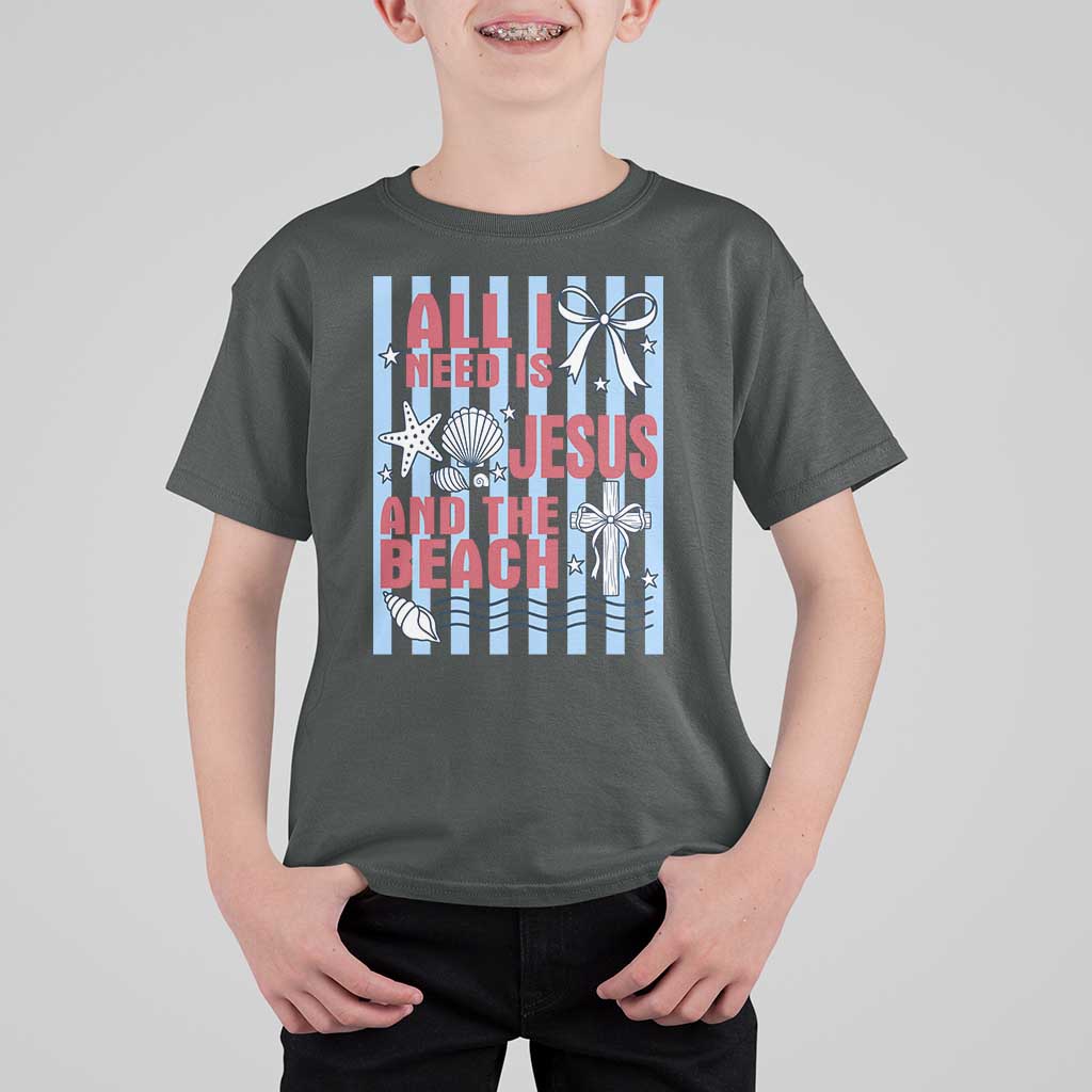 All I Need Is Jesus And The Beach T Shirt For Kid Striped Christian Summer Graphic