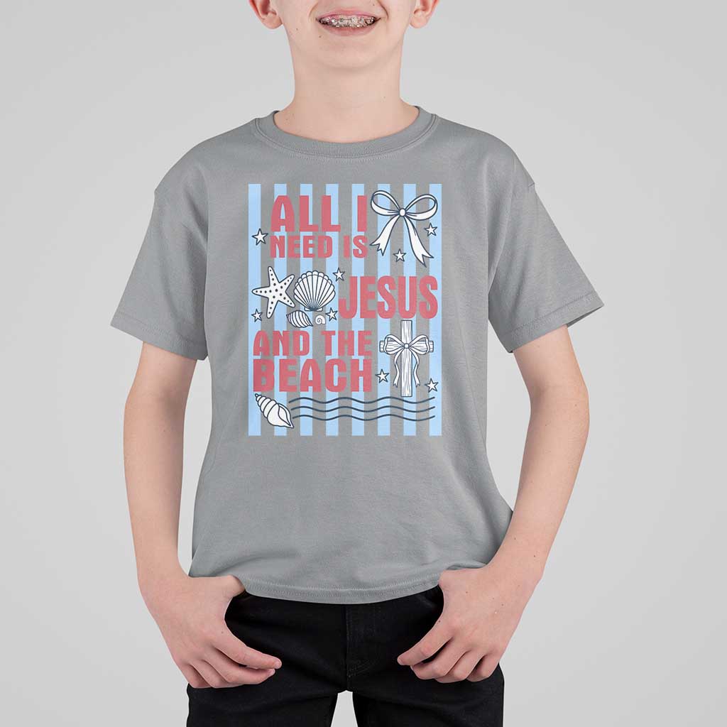 All I Need Is Jesus And The Beach T Shirt For Kid Striped Christian Summer Graphic