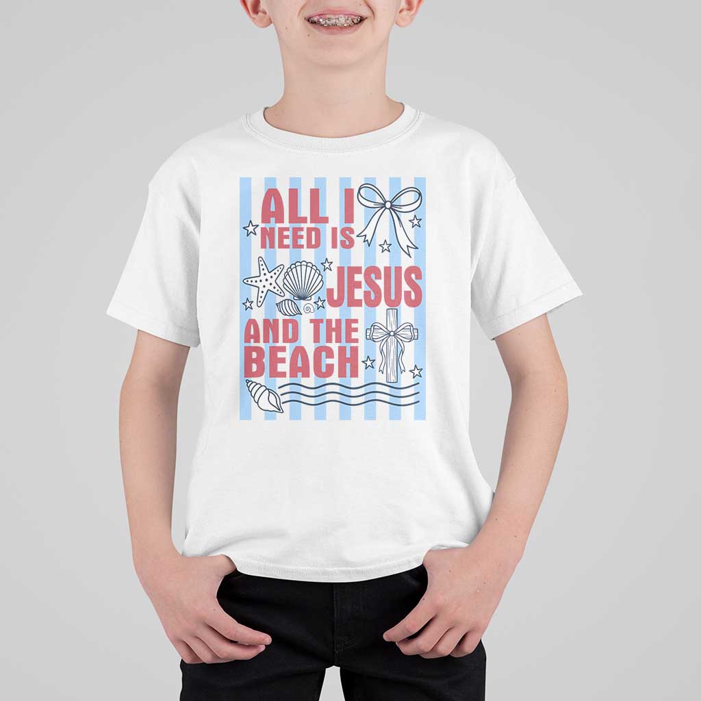 All I Need Is Jesus And The Beach T Shirt For Kid Striped Christian Summer Graphic