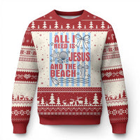 All I Need Is Jesus And The Beach Ugly Christmas Sweater Striped Christian Summer Graphic