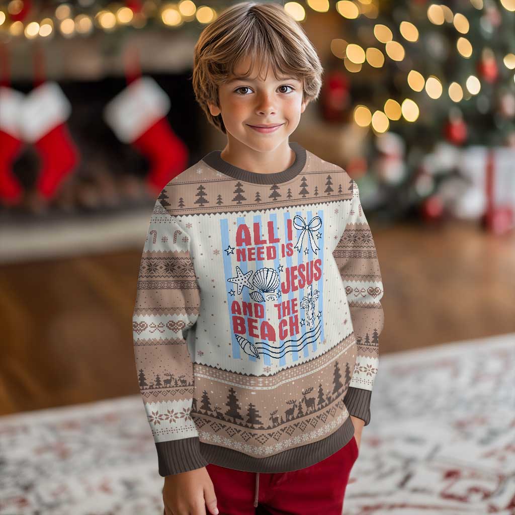All I Need Is Jesus And The Beach Ugly Christmas Sweater Striped Christian Summer Graphic
