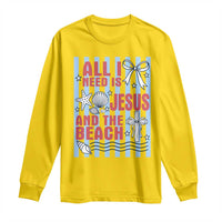 All I Need Is Jesus And The Beach Long Sleeve Shirt Striped Christian Summer Graphic