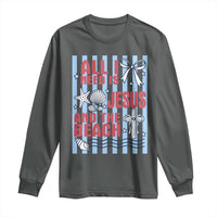 All I Need Is Jesus And The Beach Long Sleeve Shirt Striped Christian Summer Graphic