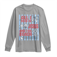 All I Need Is Jesus And The Beach Long Sleeve Shirt Striped Christian Summer Graphic