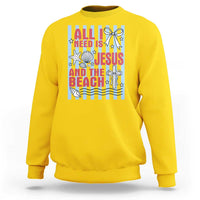 All I Need Is Jesus And The Beach Sweatshirt Striped Christian Summer Graphic