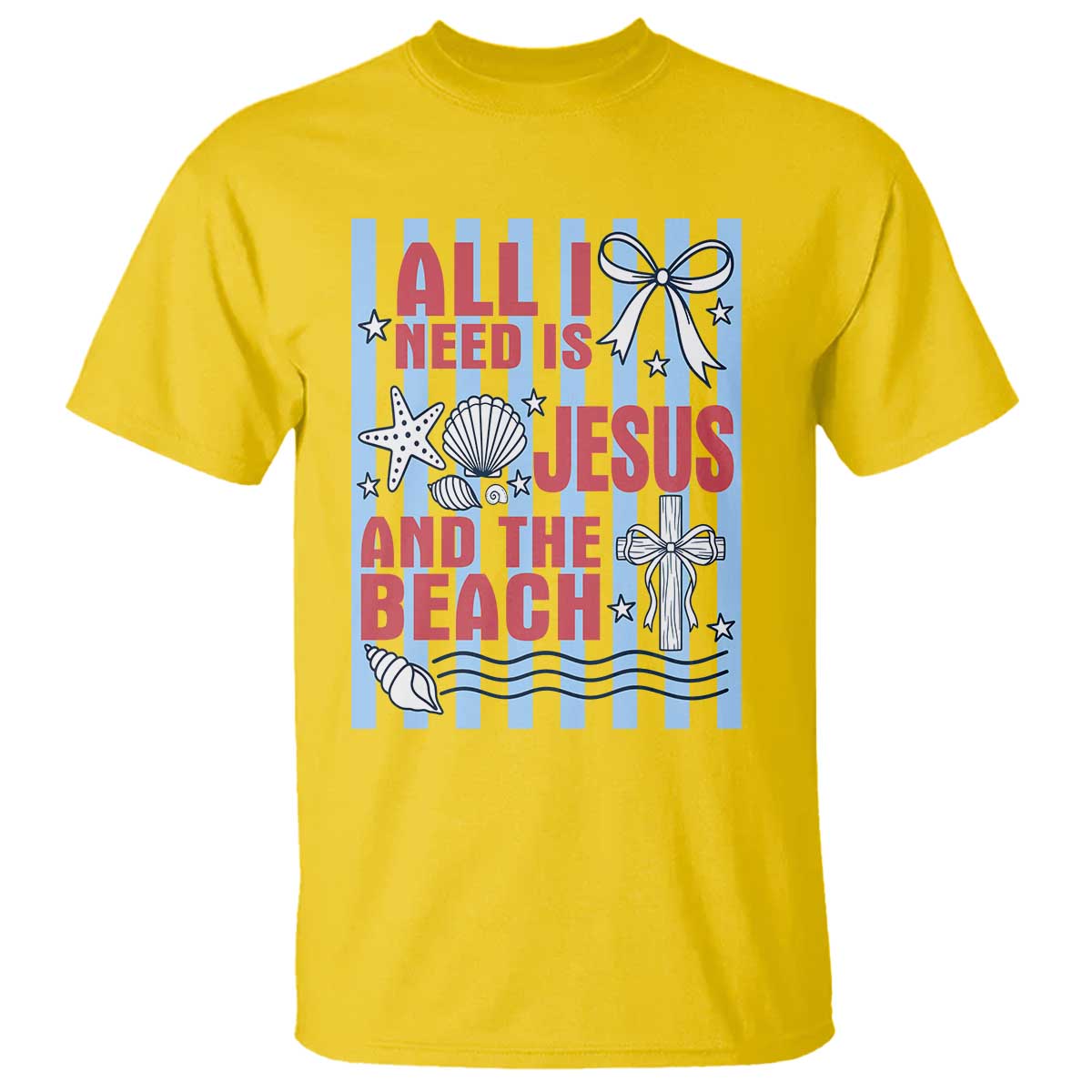 All I Need Is Jesus And The Beach T Shirt Striped Christian Summer Graphic